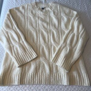 American Eagle Outfitters Cream Cable Crew Sweater